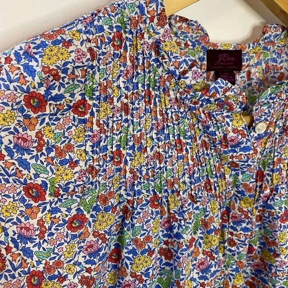 J. Crew Liberty of London Ditsy Yellow Floral Smocked Pintuck Tunic